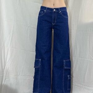 BDG Wide Leg Low Rise Blue Cargo Jeans for Women